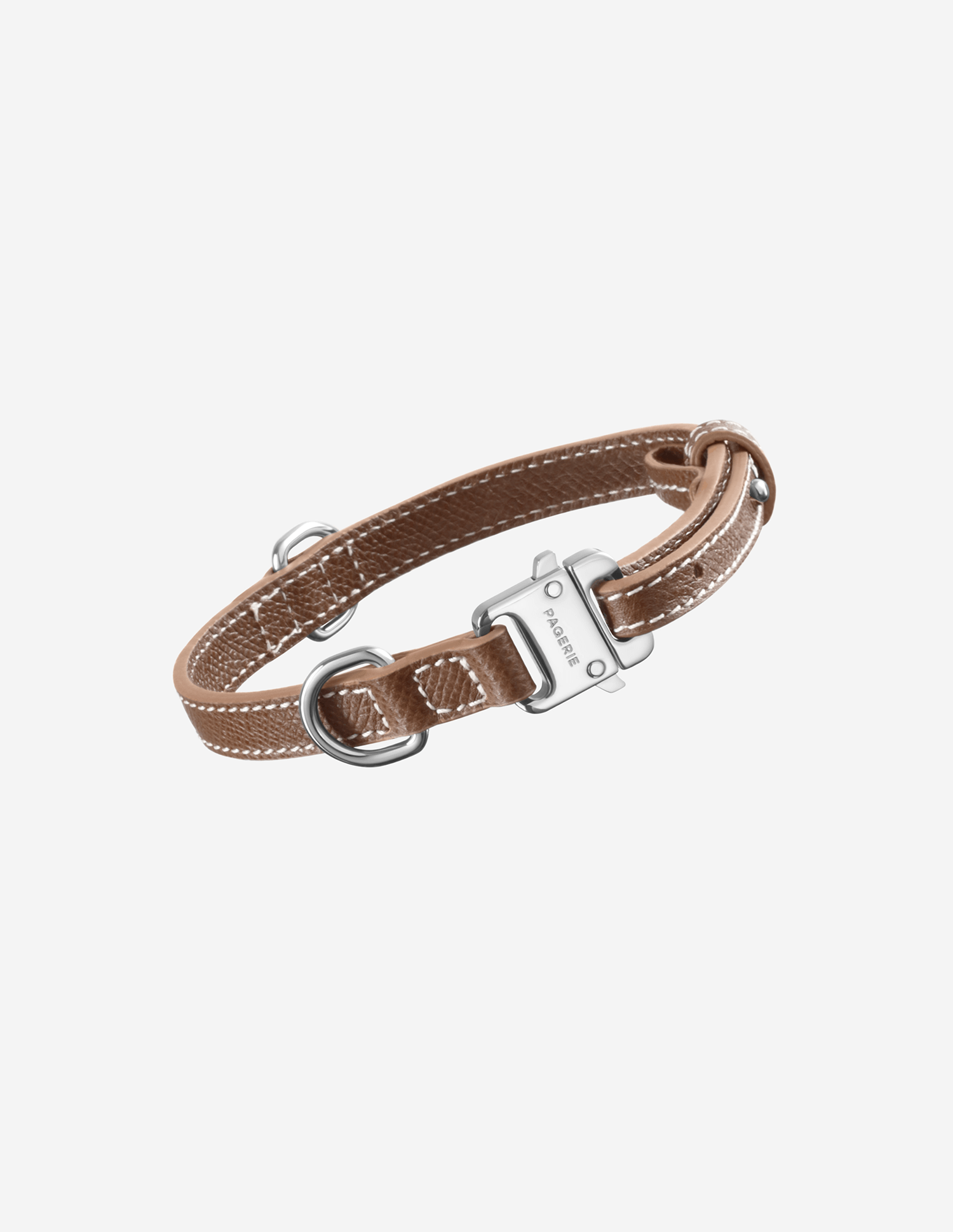 Coleira de luxo The Clyde em pele castanha Walnut