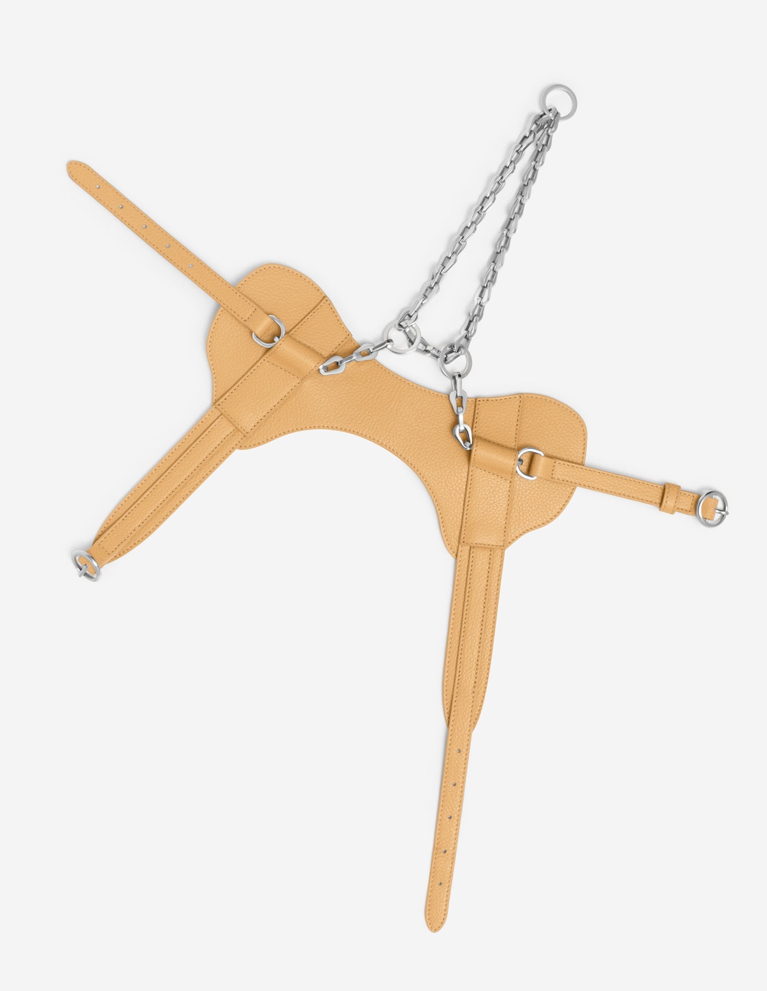 The Simone — Arnês em Pele e Corrente da PAGERIE em cor amarela Saffron — detalhe